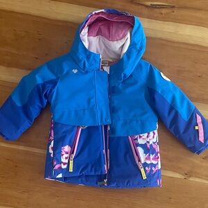 Obermeyer Bright Blue & Pink Floral Girls' Puffer Jacket